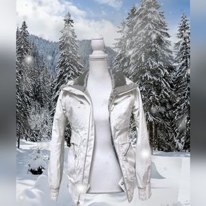 Burton White Long Sleeve Hoodie Zip Up Winter Snowboarding Ski Jacket